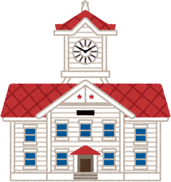 Illustration of Sapporo Clock Tower with Red Roof